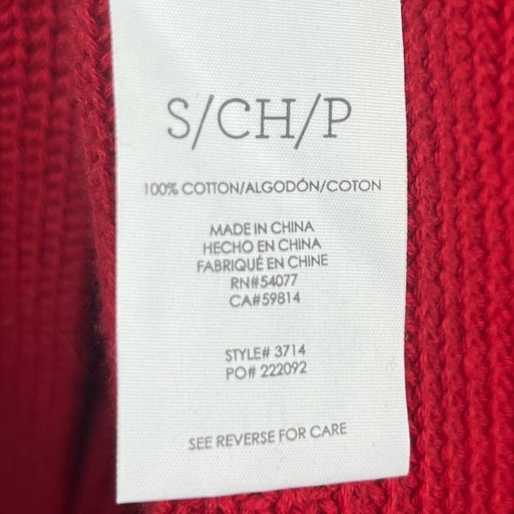 Cabi 3714 red Standout Pullover vneck  ribbed w/cable knit detail sweater, small - Picture 7 of 10